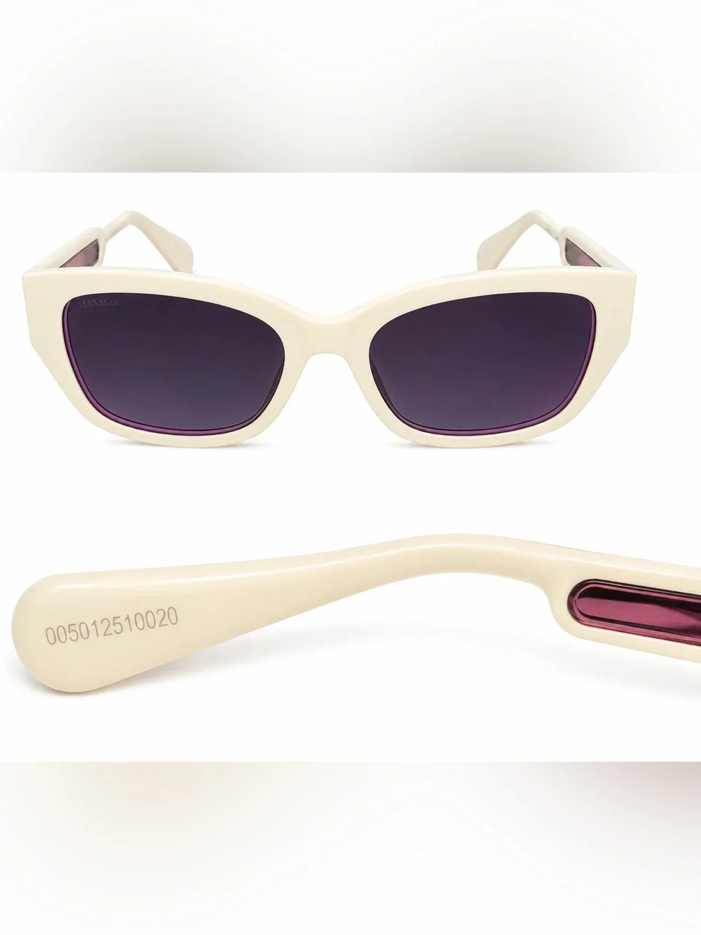 Max & Co. Cream Cat-Eye Sunglasses with Purple Lenses